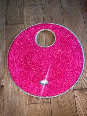 Nine West Hot Pink Round Straw Travel Bag